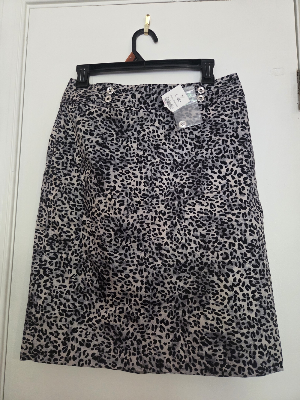 Cato Black and Gray Leopard A-Line Skirt